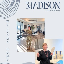 people with welcome gifts at The Madison